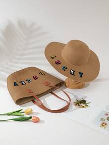 1 Hat + 1 Bag Suitable For Vacation Wear - Colored Letters - View 6