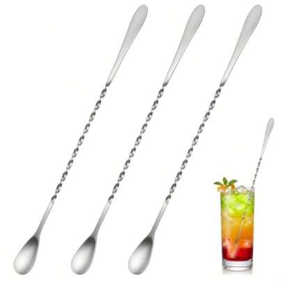 Limited-Time Special Offer 3PCS Bar Spoon, Stirring Spoons, Cocktail Spoon, Drink Stirrer 2'' Stainless Steel Stirring Spoons For Drink Long Spoon For Bartenders, Mixing Cocktail Making Coffee Bars Accessories