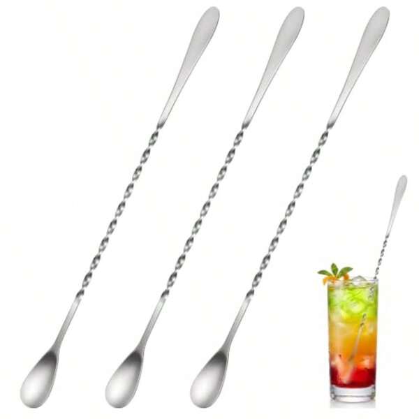 Limited-Time Special Offer 3PCS Bar Spoon, Stirring Spoons, Cocktail Spoon, Drink Stirrer 2'' Stainless Steel Stirring Spoons For Drink Long Spoon For Bartenders, Mixing Cocktail Making Coffee Bars Accessories