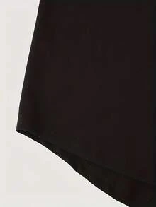 Men's Round Neck Solid Color Portrait English Pattern T Shirt - 黑色 - 查看 3