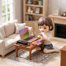 2nd Gen Exquisite Miniature Rose Gold Model Set - Includes Micro Laptop, Tablet, Smartphone, Power Strip & Cable Models. Realistic Detailed Mini Scene For Home Office Desk Decor, Bookshelf Display, Photography Prop. Collectible & Ideal Gift. - 5Pcs - View 1
