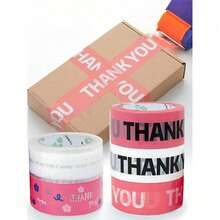 1 Roll Thank You Printed Packaging Tape, 100m Long, Cute Floral Gratitude Logistics Sealing Tape, Self-Adhesive Decorative Carton Packaging Tape, Suitable For Small Business Gift Box Shipping, 4.5CM Wide - Multiple Styles - View 2