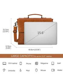 15.6 Inch Laptop Bag Men's Messenger Bag Waterproof Briefcase Computer Shoulder Bag Vintage Large Capacity Office Business Student Commuter Bag Brown - Multicolor - View 4