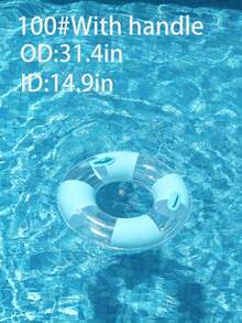 Macaron Color Block Transparent Sequin Swim Ring, Optional Handle, Adult Inflatable Pool Float, Suitable For Beach Swimming - Multicolor - View 34
