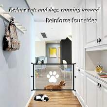 No-Drill Pet Isolation Net, Dog Barrier For Home Protection, Transparent And Stable, Super Easy Installation - Black - View 6