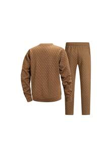 Set Sweatshirt dan Celana Jacquard Pria Musim Gugur/Dingin - Coklat - View 6