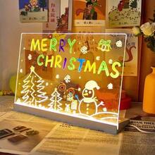2026 New 1PC DIY Hand-Painted Light Board With 4/7 Colors Smart Backlit Drawing Board, Erasable Transparent Acrylic Night Light Drawing Board, Handmade Holiday LED Atmosphere Glowing Writing Board Painting Tool Set, With Stand USB Powered Lighting Dry-Erase Surface, Suitable For Office, School, Home Decor (Eraser, Pen Colors Random) - Multicolor - View 2