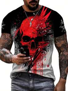 Men's Plus Size T-Shirt, Digital Print Craft, Comfortable Fashionable Plus Size T-Shirt, Breathable, Short Sleeve - Multicolor - View 4