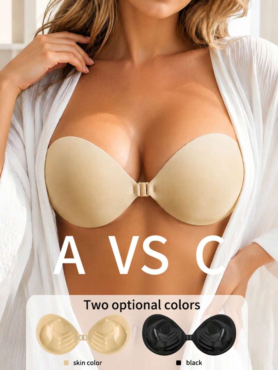 1 pieza Sujetador invisible de 3 cm de grosor, adecuado para vestidos sin tirantes y sin espalda para busto pequeño, reutilizable, sujetador realzador de busto - Multicolor - Ver 1