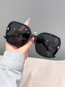 1 Pair Plastic Full Frame Geometric Wide Edge Square Retro Personalized Street Style Thick Frame Y2K Fashion Women's Sunglasses, Suitable For Music Festivals, Street Photography, Vacation Outfits, Fits Various Face Shapes - Multicolor - View 7