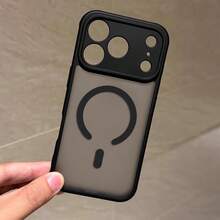 Free Shipping On 1 Item, Matte Dual-Layer Magnetic Charging  Handyhülle, 2mm Thick TPU+PC Material, 1300 Magnetic Force, Shockproof And Scratch-Resistant, Simple Solid Color, Compatible With MagSafe Magnetic Charging Interface For IPhone 12/Pro/Pro Max/13/Pro/Pro Max/14/Pro/Pro Max/15/Pro/Pro Max/16/Plus/Pro/Pro Max/17/Air/Pro/Pro Max - 黑色 - 查看 2