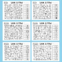 32-Themes Find And Coloring Activity Book - Seek And Find Workbook For Early Learning & Cognitive Skill Training, Enhance Brain Skills With Alphabet, Shapes & Colors Search - Perfect Concentration Training Activity Book For Learning & Fun - Green - View 10
