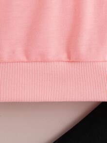Young Girl Crew Neck Cartoon Graphic Long Sleeve Sweatshirt And Leggings Set - Pink - View 5