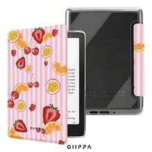 GIIPPA 1 Stück süße rosa gestreifte gemischte Fruchtmuster Kindle Schutzhülle, mit verstellbarem Handriemen, magnetischer Auto-Schlaf-/Aufwachfunktion, stoßfeste E-Reader Hülle, inklusive Markenaufkleber, leichte Smart-Hülle, geeignet für Mädchen, Buchliebhaber, Valentinstag, Muttertag, Geburtstag, Abschluss und Sommerurlaubsgeschenke, kompatibel mit Kindle Paperwhite 10th 2018/11th 2021/12th 2024, Colorsoft/Kids/Signature Edition, Kindle 10th 2019/11th 2022/11th 2024 - Verschiedenfarbig - Übersicht 6
