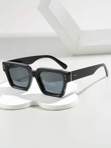 1 Pair Men's Rectangular Concave Thick Frame Fashion Glasses, Suitable For Fashion Shows, Outdoor Beach Vacations, Business Casual - Multicolor - View 2