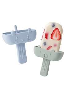 2pcs Anti-Drip Silicone Popsicle Handles With Straws, No-Mess Frozen Treat Holders, Suitable For Toddlers, Children And Infants, With 2 Slots - 2pcs - View 14