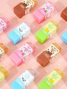 Milk Erasers, Cartoon Mini Banana Chocolate Milk Box Shaped, PVC Material, Suitable For Pencil Cleaning, Back To School Season, Student Graduation, Office Supplies - Style 1 - View 3