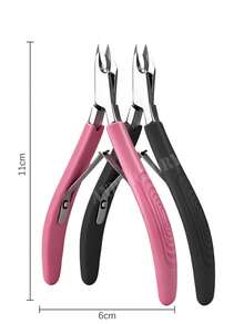 1pc 5mm Ultra Sharp Nail Cuticle Clipper, Silicone Handle Non-Slip Stainless Steel Dead Skin Trimmer, Manicure Tool - Multicolor - View 4