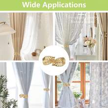 2pcs Zinc Alloy Decorative Curtain Tiebacks, Decorative Curtain Tie-Back Clips, Spring Curtain Fixing Clips, Suitable For Home And Office - Golden Hollowed-out Leaves - View 6