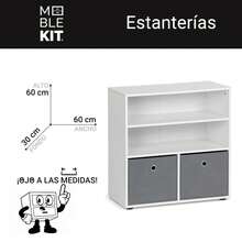 KIWI MOBLEKIT | Wooden Shelves For Storage And Decoration, Cube Or Rectangular Models With Door Or Drawer Options, Modern Auxiliary Furniture For Living Room, Bedroom Or Office - 三層書架 60x30x60 公分 白色和灰色 - 查看 3