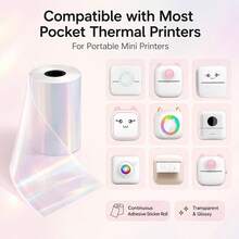 Transparent Pearlescent Self-Adhesive Thermal Paper For T02/M02X/M02L Mini Thermal Printers, Transparent Colored Self-Adhesive Paper (53Mm) Transparent Stickers, Mini Printer Stickers For Photos, Lists, Stickers, Notes - View 4