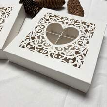 Heart-Shaped Hollow Window Candy Box, White Floral Pattern Baking Box, 16 Compartments, Suitable For Making Desserts, Applicable For Kitchen Baking. Handmade Pastries And Dried Fruits, Chocolate Gift Box. Baking Gift Box. Wedding Souvenir Box. Birthday Party And Theme Party Gift Box. - View 4