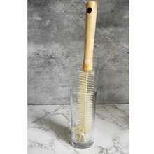 Natural Bristle Bottle Brush,Long Wooden Handle - B - View 2