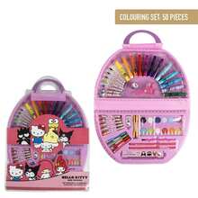 Hello Kitty Cerdá 和朋友們著色文具套裝，男女皆宜 - 50 件裝，包含馬克筆、蠟筆、水彩筆、鉛筆和配件，配有帶提手的便攜盒，官方授權，適合手工製作和送禮。 - 選項 4 - 查看 2