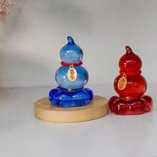 1pc Glass Rotating Gourd Ornament, Rotating Fortune And Prosperity Auspicious Small Gift, Yellow Crystal Drip Gourd - Multicolor - View 7