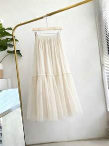1pc Women's Long 2-Layer 90cm Black White Red Lake Blue Pink Champagne Tulle Petticoat Lolita Adjustable Voluminous Underskirt Soft Girl Puff Skirt Cloud Skirt Tutu Skirt Wearable Long Skirt Lolita Decorative Skirt Tulle Skirt Bridesmaid Dress Bridal Gown Formal Underskirt Suitable For Wedding Banquet Performance Party Cosplay Decorative Skirt Stage Banquet Performance Skirt Dance Performance Skirt Festival Decorative Skirt - Multicolor - View 8