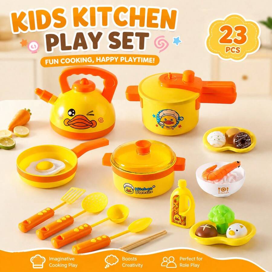Juego de Cocina de Juguete para Niños Patito Amarillo Mini Juguete de Simulación de Cocina, Juego de Rol Interactivo Regalo para Niñas y Niños, Regalo de Cumpleaños - Multicolor - View 1