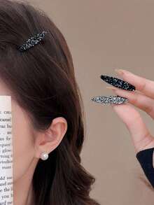 2/4pcs Minimalist Style Small Bangs Clips, Mini Rhinestone Side Clips Crocodile Clips, Elegant Bangs Hair Clips, Suitable For Women, Summer, Holiday, Travel - Multicolor - View 2