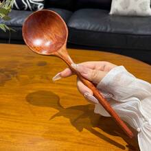 Large Wooden Soup Spoon With Long Handle, Wooden Rice Spoon For Eating, Wooden Spoon For Eating Luosifen, Wooden Spoon - Maroon - View 6