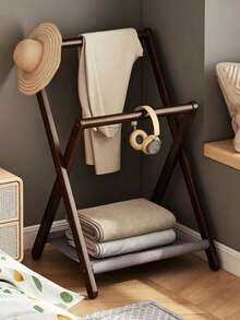Compact Foldable Bamboo Standing Clothes Rack, Can Be Used As Towel Rack, Multi-Function Coat Rack, Storage Rack, Freestanding Wardrobe Storage Rack, Multi-Function Storage Solution For Bedroom And Living Room - Multicolor - View 13