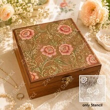 Vintage Lace Floral Butterfly Reusable Stencil, Exquisite Peony Rose Scroll Vine Floral Pattern Painting Template, Plastic Romantic Art Handmade Painting Stencil, Suitable For Wall, Fabric, Canvas DIY Home Decor And Aesthetic Decoration Projects - Vintage Lace - View 3