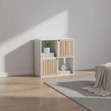 KIWI MOBLEKIT | Mensole in Legno per Stoccaggio e Decorazione, Modelli a Cubo o Rettangolari con Opzioni di Porte o Cassetti, Mobili Ausiliari Moderni per Soggiorno, Camera da Letto o Ufficio - Libreria a 4 scomparti, 58,5x29x59 cm, bianca. - Visualizzare 4