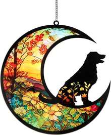 Cat Memorial Suncatcher For Windows Hanging, Pet Sympathy Gift To Memorialize The Loss, Unique Angel Cat Pet Loss Sympathy Moon Floral Sun Catchers - White - View 2