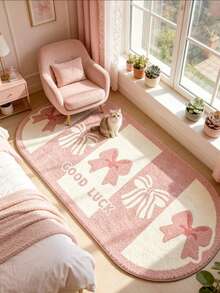 1pc Pink Bow, Cream Style Decorative Rug, Bedroom Decor, Small Rug, Carpet, Home Decor, Living Room Rug, Bedroom Rug, Living Room Home Decor, Outdoor Rug, Washable Carpet - Multicolor 7 - View 5
