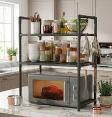 3-Tier Microwave Shelf For Kitchen, Microwave Storage And Organization, Spice And Dish Organizer, Modern Kitchen Decor, Kitchen Storage Rack, Oven Shelf - A - View 1
