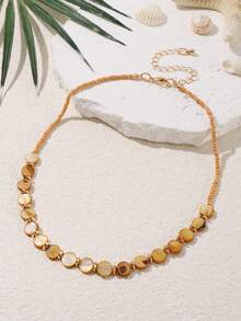 1pc Natural Color Beaded Necklace, Suitable For Women's Daily And Vacation Wear - White - View 19