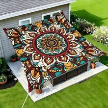 1 pieza Vela de sombra solar cuadrada con estampado geométrico de girasol fresco, adecuada para patio pequeño, piscina, área de ocio al aire libre de villa. Sombrilla de playa, tela de sombra solar para exteriores, toldo de playa, tienda de playa, sombra solar para patio, cenador al aire libre, cenador - Bohemia C - Ver 46
