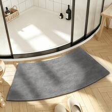 1pc Arched Bathroom Rug, Gray Minimalist Absorbent Foot Mat, Curved Shower Room Mat, Fan-Shaped Bathroom Door Mat, Fits Corner Shower Area, Easy To Clean And Machine Washable, Suitable For Nordic And Wabi-Sabi Style Bathroom Spaces, Home Decor Rug For Holiday Decoration, Bathroom Shower Room Washroom Decorative Rug - Light Grey - View 12