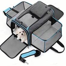 Faltbare Transporttasche für Katzen, 48*30*31 cm, grau, wasserdicht Transportbox für kleine Hunde – atmungsaktives Netzgewebe, aus Oxford Leichte Haustier-Tragetasche mit Schultergurt & waschbarem Kissen - Grau - Übersicht 11