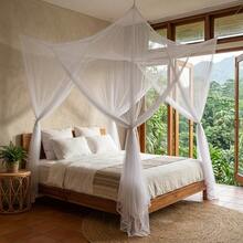 1 buah Kelambu, Kanopi Tempat Tidur 4 Sudut, Cocok untuk Tempat Tidur Ukuran Queen/King, Kain Poliester, Tersedia 5 Warna - Kelambu empat pintu - View 3