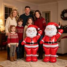 1/2pcs Christmas Standing Santa Claus Balloon Set, Suitable For Christmas Theme Decoration, Indoor Scene Arrangement, Photo Decoration - Multicolor - View 2