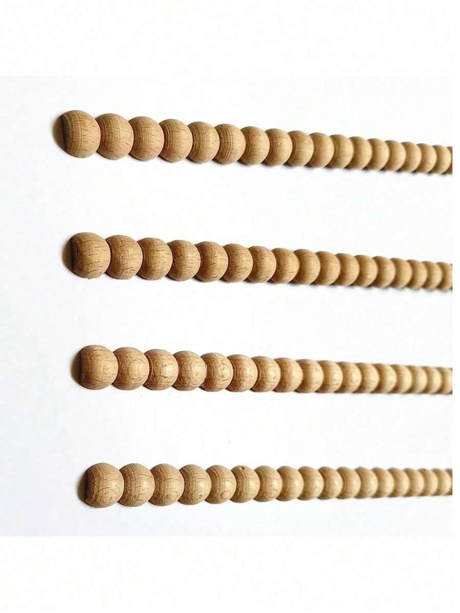 10 piezas de moldura de madera con cuentas de media luna, sin acabado, adecuada para decoración DIY, gabinetes, muebles, paneles, paredes de listones y otros proyectos - Beis - Ver 1