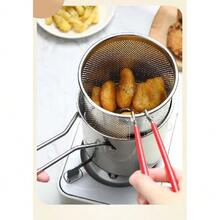 dilidili 1pc Stainless Steel Japanese Tempura Deep Fryer With Filter Basket And Clip, Suitable For Frying French Fries And Fried Chicken (Kitchen Accessory) - View 5