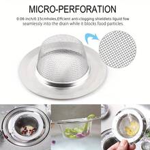 Saringan Wastafel Dapur Stainless Steel, Filter Pembuangan Wastafel Dapur, Saringan Wastafel Bertepi Lebar, Jaring Filter Wastafel Dapur - A - View 4