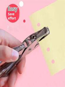 1pc Handheld Mini Rubber Coated Hole Punch, Portable Puncher, Handmade Card Punching, Suitable For Paper, Greeting Card Punching, Hanging Ornament Perforator, School Supplies, Home Craft Punching, Back To School - Pink - View 8