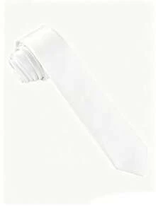 1pc Men's Solid Color Tie, Business Formal Slim Tie (4cm), Halloween - White - View 2
